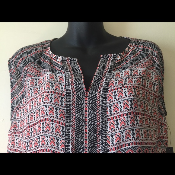 Nic + Zoe Aztec Sleeveless Black Coral size PP - Picture 2 of 3